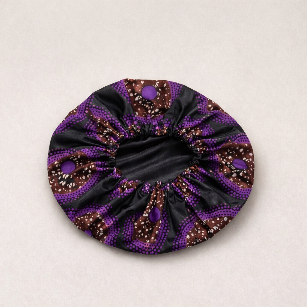 African Print Satin Bonnet – Handmade in the UK