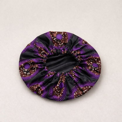 African Print Satin Bonnet – Handmade in the UK