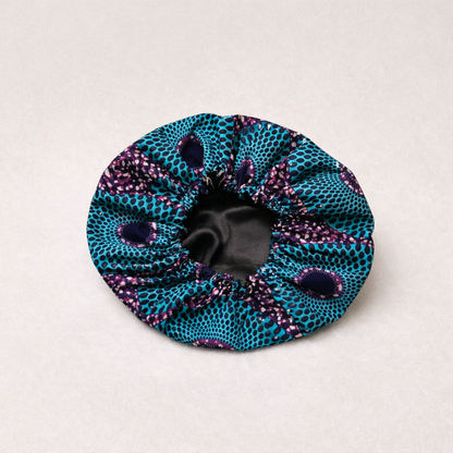African Print Satin Bonnet – Handmade in the UK